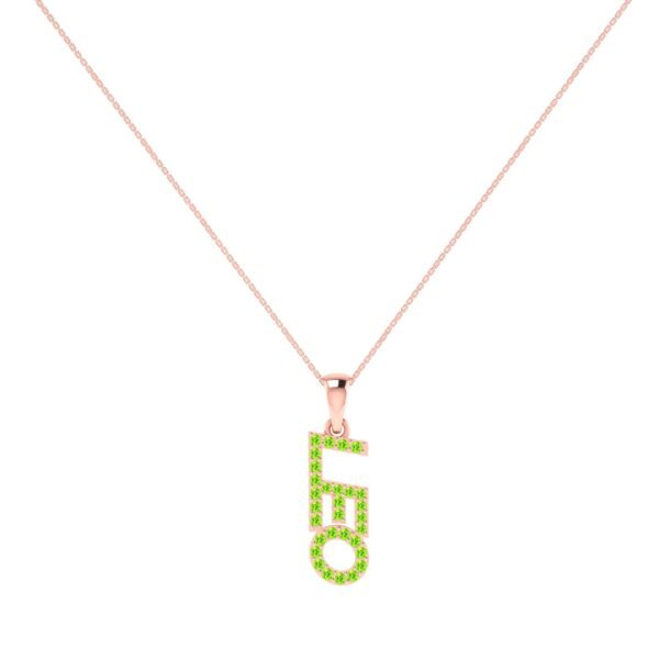 Leo Zodiac Name Pendant with August Birthstone Peridot - Image 3