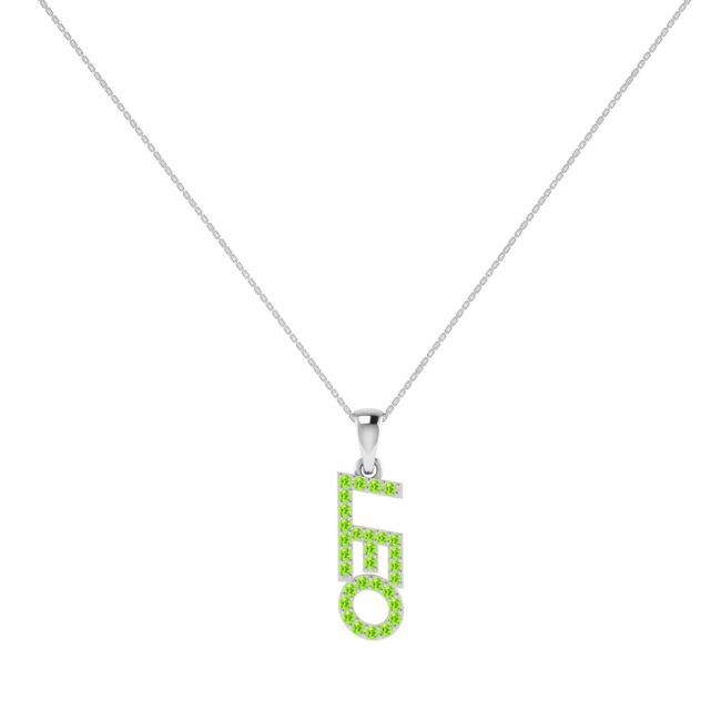 Leo Zodiac Name Pendant with August Birthstone Peridot