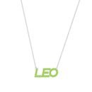 Leo Zodiac Name Necklace with August Birthstone Peridot