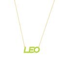 Leo Zodiac Name Necklace with August Birthstone Peridot
