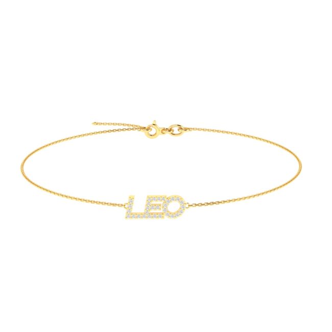 Leo Zodiac Name Bracelet with Diamonds