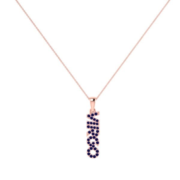 Virgo Zodiac Name Pendant with September Birthstone Blue Sapphire