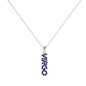 Virgo Zodiac Name Pendant with September Birthstone Blue Sapphire