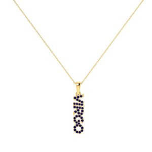 Virgo Zodiac Name Pendant with September Birthstone Blue Sapphire