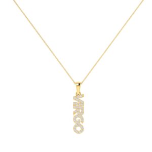 Virgo Zodiac Name Pendant with Diamonds