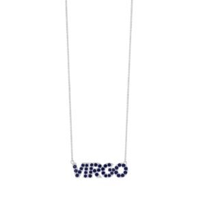 Virgo Zodiac Name Necklace with September Birthstone Blue Sapphire