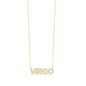 Virgo Zodiac Name Necklace with Diamonds