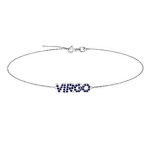 Virgo Zodiac Name Bracelet with September Birthstone Blue Sapphire