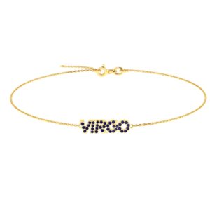 Virgo Zodiac Name Bracelet with September Birthstone Blue Sapphire