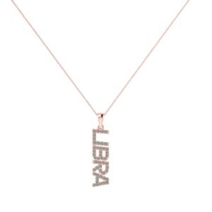 Libra Zodiac Name Pendant with October Birthstone Opal