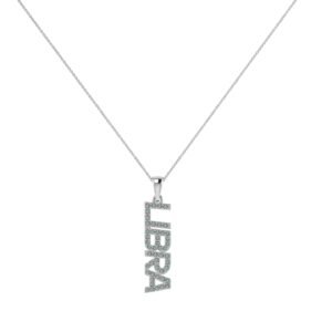 Libra Zodiac Name Pendant with October Birthstone Opal