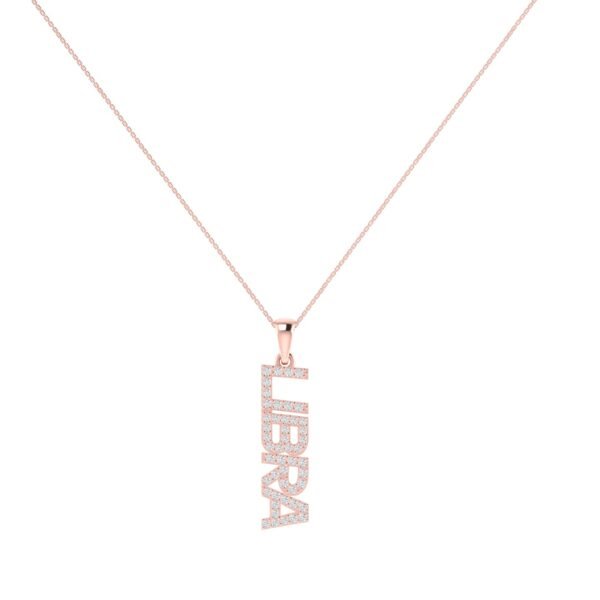 Libra Zodiac Name Pendant with Diamonds
