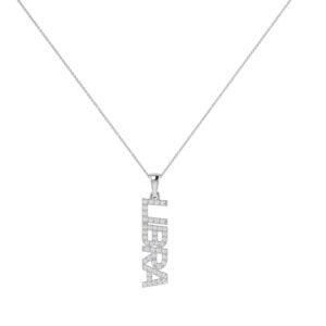 Libra Zodiac Name Pendant with Diamonds