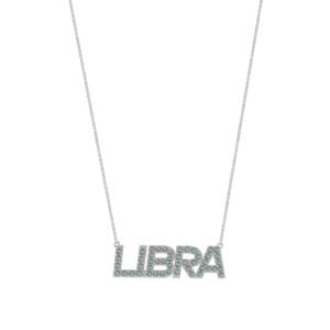 Libra Zodiac Name Necklace with October Birthstone Opal