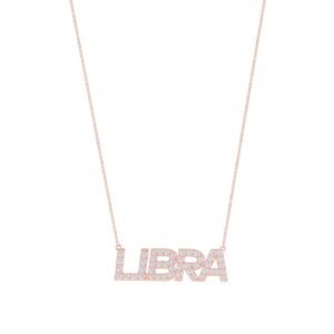 Libra Zodiac Name Necklace with Diamonds