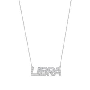 Libra Zodiac Name Necklace with Diamonds