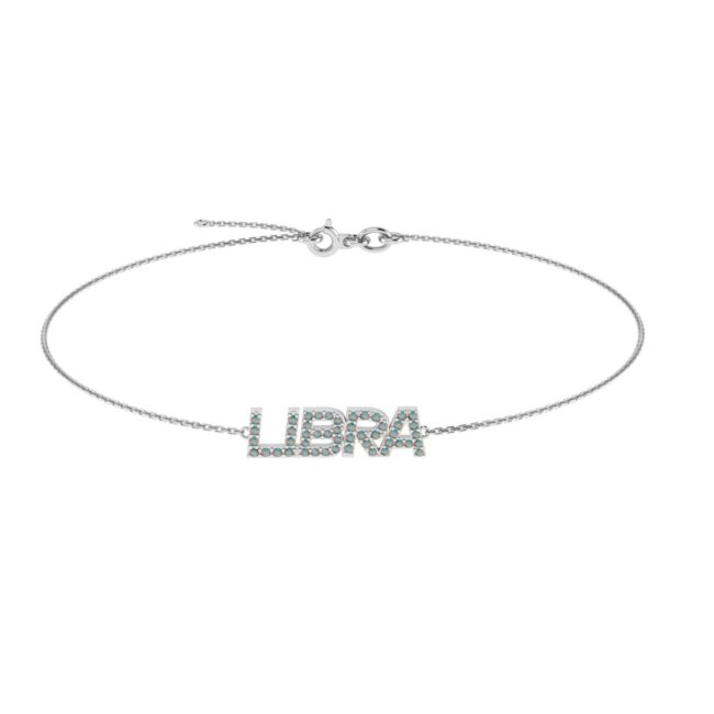 Libra Zodiac Name Bracelet with October Birthstone Opal - Image 2