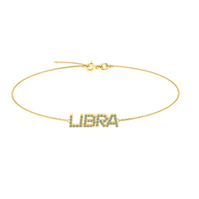 Libra Zodiac Name Bracelet with October Birthstone Opal