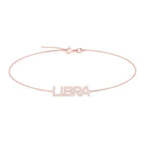 Libra Zodiac Name Bracelet with Diamonds