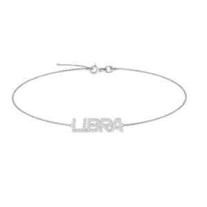 Libra Zodiac Name Bracelet with Diamonds