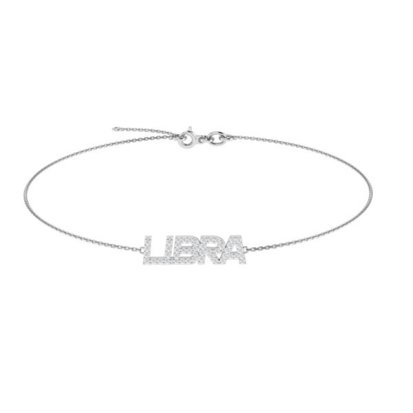 Libra Zodiac Name Bracelet with Diamonds