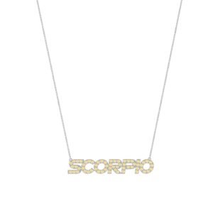 Scorpio Zodiac Name Necklace with November Birthstone Citrine