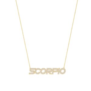 Scorpio Zodiac Name Necklace with Diamonds