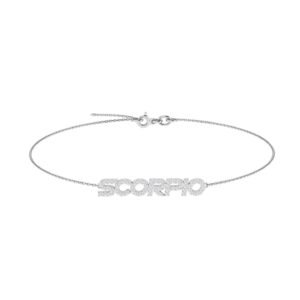 Scorpio Zodiac Name Bracelet with Diamonds