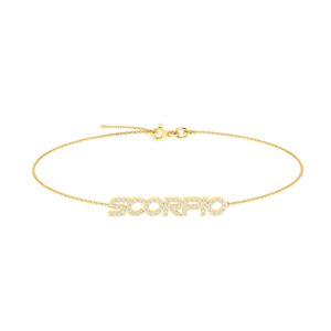 Scorpio Zodiac Name Bracelet with Diamonds
