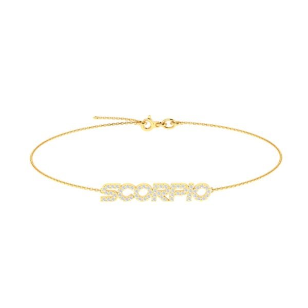 Scorpio Zodiac Name Bracelet with Diamonds