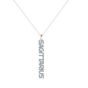 Sagittarius Zodiac Name Pendant with December Birthstone Blue Topaz
