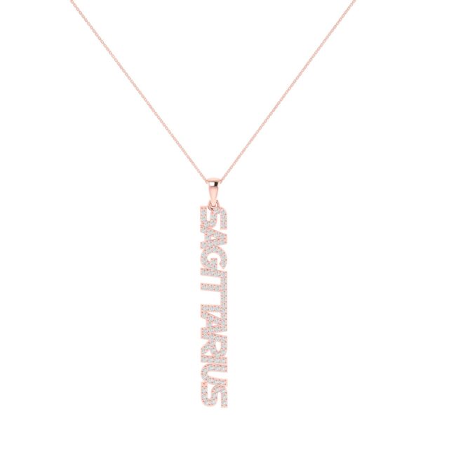 Sagittarius Zodiac Name Pendant with Diamonds