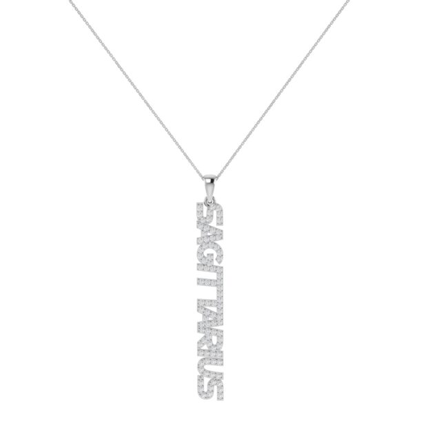 Sagittarius Zodiac Name Pendant with Diamonds