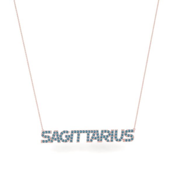 Sagittarius Zodiac Name Necklace with December Birthstone Blue Topaz - Image 3