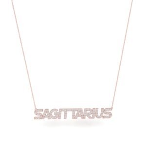 Sagittarius Zodiac Name Necklace with Diamonds