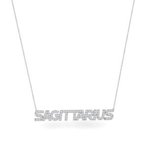 Sagittarius Zodiac Name Necklace with Diamonds