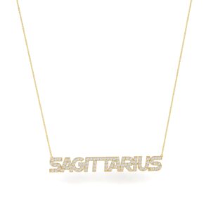 Sagittarius Zodiac Name Necklace with Diamonds