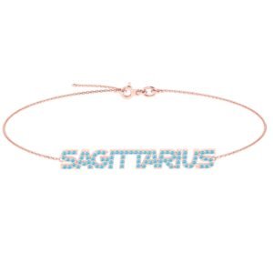 Sagittarius Zodiac Blue Topaz Name Bracelet in 18K Gold Dubai – Personalized Luxury Bracelet UAE