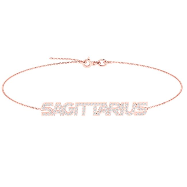 Sagittarius Zodiac Name Bracelet with Diamonds