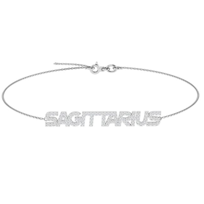 Sagittarius Zodiac Name Bracelet with Diamonds