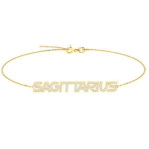 Sagittarius Zodiac Name Bracelet with Diamonds