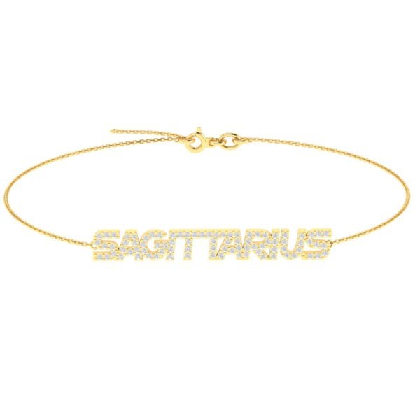 Sagittarius Zodiac Name Bracelet with Diamonds