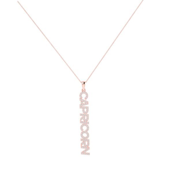 Capricorn Zodiac Name Pendant with Diamonds - Image 3