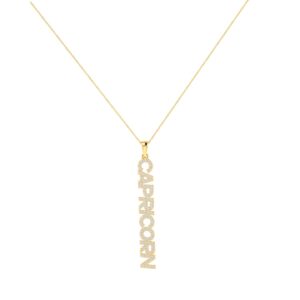 Capricorn Zodiac Name Pendant with Diamonds