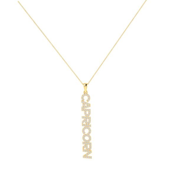 Capricorn Zodiac Name Pendant with Diamonds