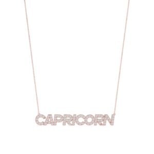 Capricorn Zodiac Name Necklace with Diamonds