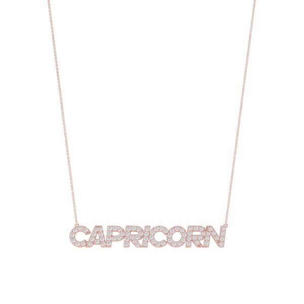 Capricorn Zodiac Name Necklace with Diamonds - Image 3