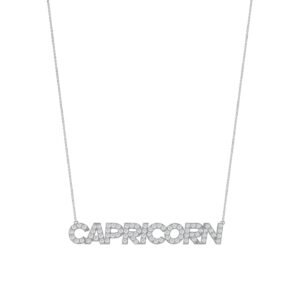Capricorn Zodiac Name Necklace with Diamonds