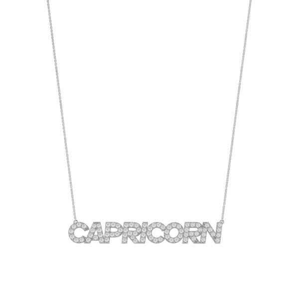 Capricorn Zodiac Name Necklace with Diamonds - Image 2