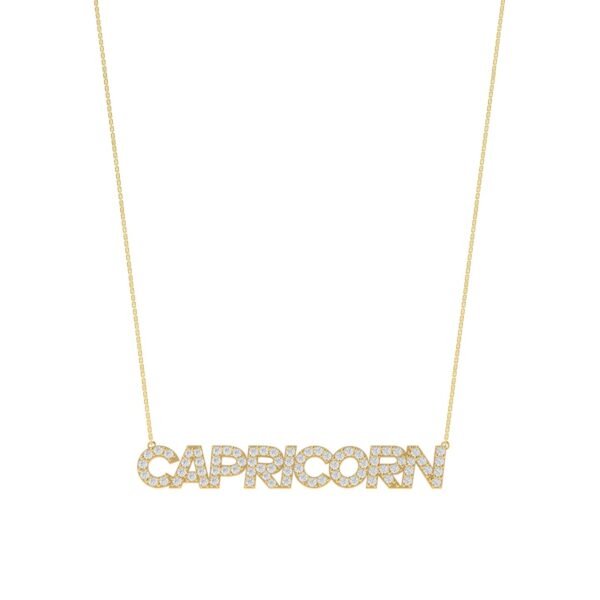Capricorn Zodiac Name Necklace with Diamonds